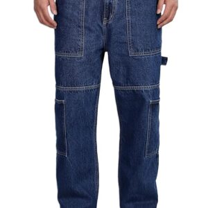 INKD Men's Carpenter Baggy Jeans – Mid-Rise | 100% Cotton | Contrast Stitch| 6 Pocket Styling | Baggy Jeans for Man | Loose fit & Comfortable